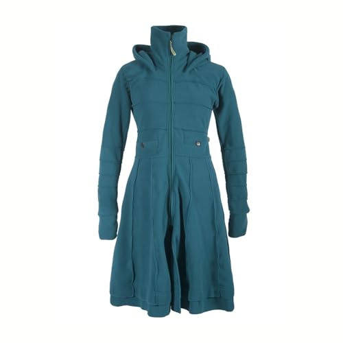 Vishes Langer Fleecemantel mit Kapuze & Stehkragen I Handgefertigt aus 100% Polyester I Ideal für Herbst & Winter I Nachhaltige Alternative Bekleidung