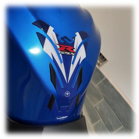 LABELBIKE 3D Aufkleber Motorrad Tankpad kompatibel mit Suzuki | GSX-R, Blau, Weiß, Schwarz, Harzschutz, Kratzfest, Dekoration