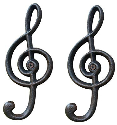 Haidong 2 Stück Musiknoten-Wandhaken Retro Gusseisen Notenhaken Küchenhaken Wandbehang Kleidung und Kappen, Haken 6,3 x 2,190,5 cm (A)