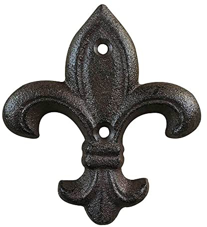 zeitzone Französische Lilie Fleur-de-LYS Wanddekoration Gusseisen Antik-Stil Braun 11cm