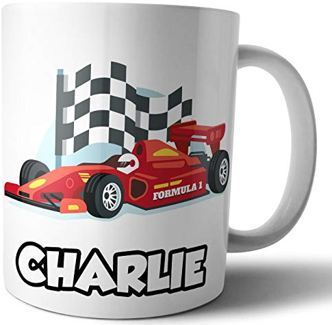 AK Giftshop Personalised Mug - Racing Car - Gift - Birthday - Christmas - Stocking Filler - Secret Santa