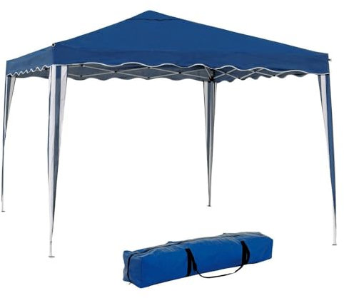 Carpa Cenador Gazebo Plegable 3 x 3 m Azul | Mejores Tubos de Acero de Alta Resistencia Plegables, Antiviento, Protección UV, Bolsa de Transporte| para Playa, Camping, Jardín, Exteriores - LOLAhome