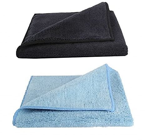 Deleo 2X BIONIK®-Tuch - BlitzBlank sauber - 40x40cm - schwarz und blau - gegen alle Flecken - Ohne Chemie