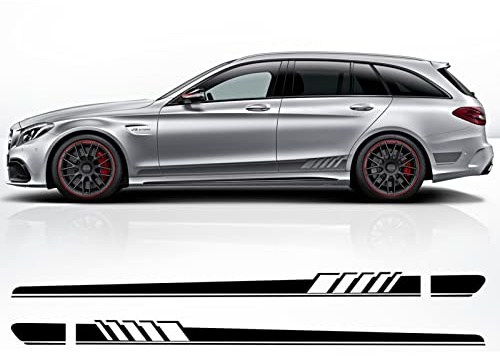 Auto Seitenaufkleber Aufkleber,für Mercedes Benz C-Klasse S205 Kombi C180 C200 C300 C63 AMG Zubehör Racing Seitenstreifen Rock Aufkleber Aufkleber