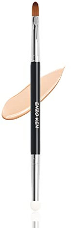 ENZO KEN Flacher Concealer Pinsel unter den Augen mit Kleinen Make-up Schwämmen Doppelendiger, Concealer Pinsel mit Mixer für Augenringe, Geschwollene Augen, Reife Haut, Tränenflecken, Flecken.