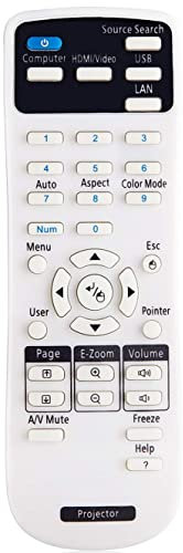 Projector Remote Control Compatible with Epson Projector, Home Cinema, Powerlite, EB, EX, VS, BrightLink, EMP Series Projectors