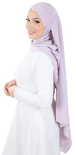 Hijab zum Anziehen aus Medinseide, zum Binden, Fliederfarben, Einheitsgröße
