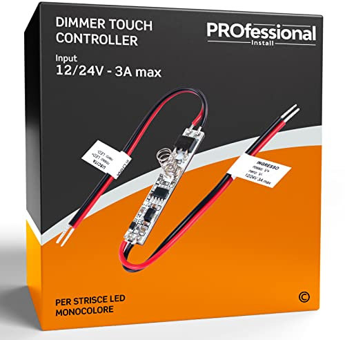 Eurocali Modulo Controller Dimmer Touch per Strisce LED Monocolore da 12V e 24V - Tecnologia Touch Regola intensità luminosa