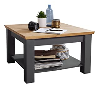 Woodroom Couchtisch Oslo in Kiefer massiv grau (B/H/T 75x45x75 cm) Beistelltisch