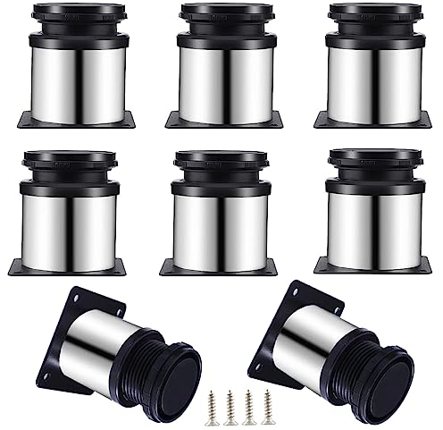 JASLIZ Lot de 8 pieds de meubles réglables en acier inoxydable - 50 x 60 mm - Pieds de table, d'établi