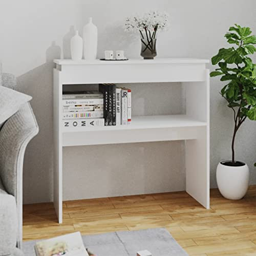 WIFESE Console Table Blanc 80x30x80 cm en Aggloméré Pliante pour Entrée à Manger en Bois Interieur