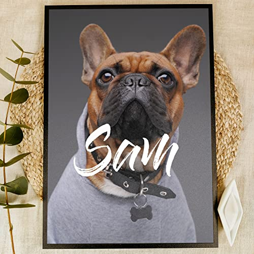 Elbeffekt Französische Bulldogge Geschenke Holzbild - Foto Geschenk - personalisierbar zum Hinstellen/Aufhängen optional beleuchtet Bulldogge Deko, Bulldoggen, Hunde Deko - personalisierte Geschenke