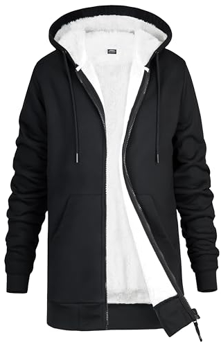 CityComfort Womens Hoodie with Fleece Lining Zip Hoodie Women Teenagers S-XL Warm Cosy Outerwear Full Zip Loungewear Gifts for Her (Black, XL)