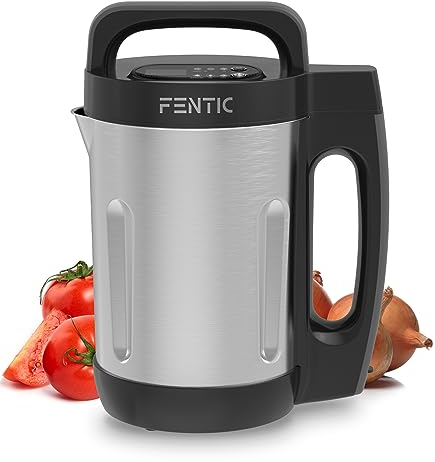 Fentic Blender Soupe | 2L | 6 Programmes | Affichage LED | Blender Chauffant | 1000W | Acier Inoxydable/Noir