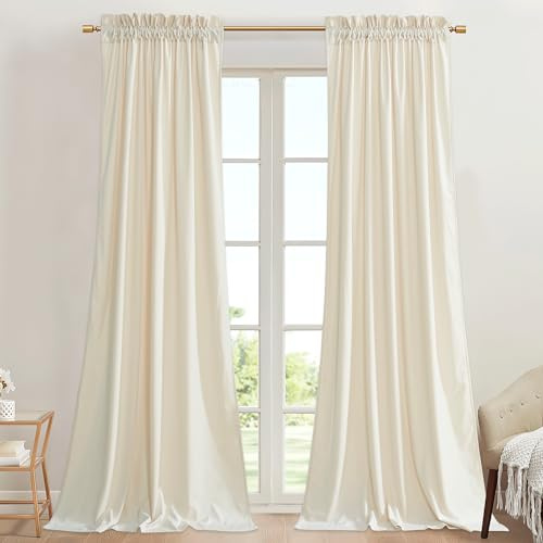StangH Samtvorhänge, elfenbeinweiß, 106,7 cm breit, Set, lichtreduzierend, schwer, Sichtschutz, Raumteiler, für Türöffnung, Flur und Büro, B 106,7 x L 228,6 cm, 2 Paneele
