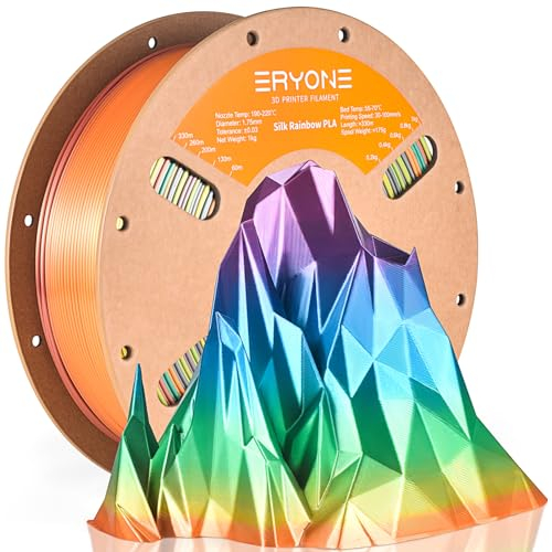 ERYONE Ultra Shiny Silk PLA Filament voor 3D Druker, PLA Filament 1.75mm, +/- 0,03mm,1kg 1 Spule, Multicolor Rainbow Fast Color Gradient Silk, Berg-Mirage-Regenbogen
