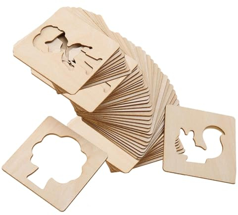 Perfeclan Zeichenschablonen für Kinder, Kreideschablonen aus Holz, pädagogische DIY-Malschablonen, Malvorlagen für Kleinkinder, Kunsthandwerk, 50 Stück