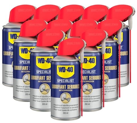 WD-40 Specialist • Lubrifiant Serrures • Spray Double Position • Anticorrosion • Débloque Instantanément • Sans Graisse ni Silicone • En Extérieur ou En Intérieur • Carton de 12 aérosols de 250 ML