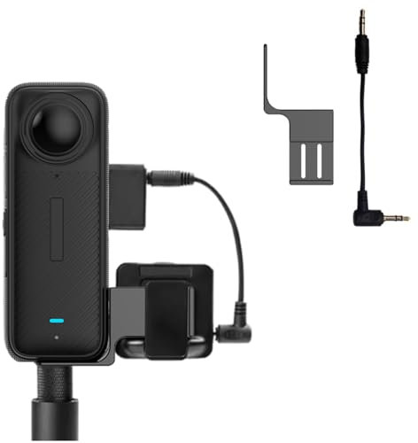 XBERSTAR for Insta360 X4 Microphone Mount, Microphone Extension Mounting Bracket for Insta360 X4 Accessories with Microphone Adapter and Cable