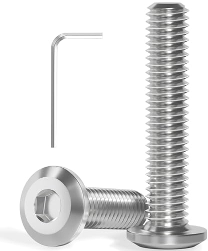 20 Stück M8x40 Schrauben, Flachkopfschrauben, Edelstahl A2 V2A, Innensechskant, Vollgewinde, mit Innensechskantschlussel