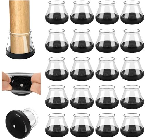 Lot de 20 housses de protection pour pieds de chaise, patins de meubles, tapis de protection en silicone, caoutchouc souple hautement élastique, pas de bruit, pas de rayures (rond-L : 30,1 à 40 mm)