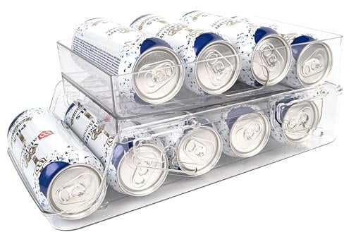 Schevem Dosenorganizer Kühlschrank, Getränkeregal für Küchen, Organizer Foldable Dosenhalter für Getränke Bier Sprudel Soda Rollender Dosenspender, Stauraum für 12 * 500ml/9 * 550ml BPA Frei (XL)