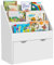 AIYAPLAY Kids Bookshelf, Bookcase Toy Storage Organizer with 3 Tier Shelves, Drawer, for Bedroom, Nursery, Playroom, Classroom, White