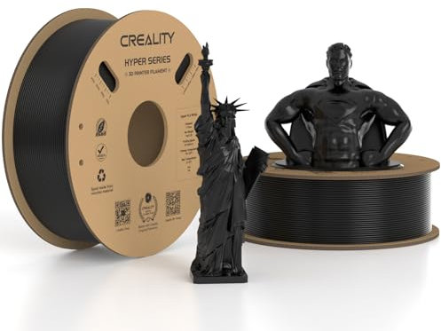 Creality Hyper PLA Filament 1.75 mm 2 KG Schwarz, 30-600 mm/s Hochgeschwindigkeits PLA 3D Drucker Filament, 2 Pack 1KG Spule (2.2 lbs) PLA, Maßgenauigkeit +/-0.03 mm, für die meisten 3D Drucker