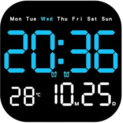 Digital Calendar Clock - LED Dementia Clock | Battery-operated Digital Clock With Date And Day | Large Screen Display Digital Clock | Multifunctional Digital Calendar Alarm Clock For Home Rooms