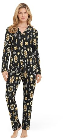 Rösch Pyjama im Diamant-Druck Knopfleiste Herrenhemd-Stil Baumwolle/Modal 1253001