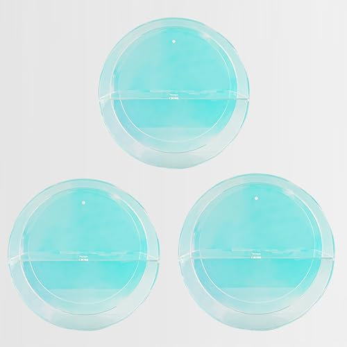 3 Pack Kids Acrylic Wall Toy Organizer Clear Storage Bin for Nursery and Playroom Wall Mounted Toy Dispenser for Cars Blocks and Trains Cyan Color