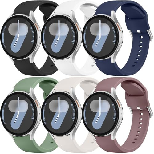 Meliya 6 Piezas Correas para Samsung Galaxy Watch 7 40mm 44mm, FE 40mm, 5 Pro 45mm, 6 Classic 43mm 47mm, 4 42mm 46mm, Silicona Pulseras Reloj de Repuesto para Hombres Mujeres (6 Piezas E)