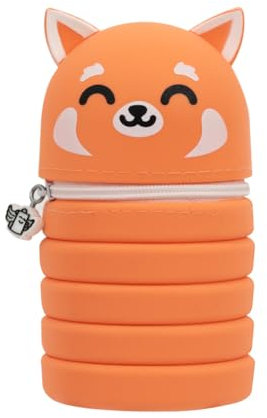 Mr. Wonderful - Trousse Extensible - Panda Roux - Trousse à Crayons en Silicone - Extensible - avec Fermeture éclair