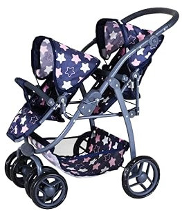 Knorrtoys 16443 Poussette Double Milo – Star Blue Pink