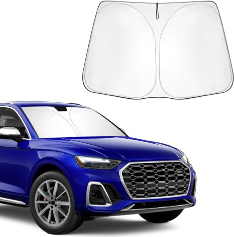 BSTW Auto Sonnenschutz für Audi Q5 FY (2018-2025) & Audi Q5 8R (2009-2017) – Faltbare Windschutzscheiben-Abdeckung mit Wärmeisolierung & UV-Schutz