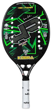 HP KOBRA, Racchetta Beach Tennis 100% Fibra di Carbonio + Kevlar - Superficie ruvida - Eva High Power– Leggera e Bilanciata – Profilo 22 mm - Custodia inclusa