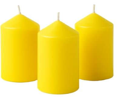 Confezione di 3 candele cilindriche alla citronella 40 ore Ø 5,5 cm Altezza 12 cm Lunga Durata per esterno giardino terrazzo