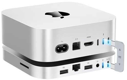 BEELINK EX Mate Mini-A 80Gbps Mac mini M4 Dock & Stand, Dual PCIex2 SSD Slot, Max 16TB Expansion, PD3.0 Port, SD4.0 Card Reader, 2.5G LAN, 2*USB-A 5Gbps for Laptops/Desktop PC/Mini PC
