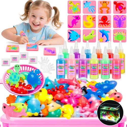 Magic Aqua Gelz Set, Bastelset Kinder ab 5 6 7 8 9 Jahre Wasser Elf Kit Kreativ Spielzeug ab 5-10 Jahre Mädchen Junge Geschenk 6-12 Jahre Wasserperlen für Kinder Squishy Selber Machen Wasserspielzeug