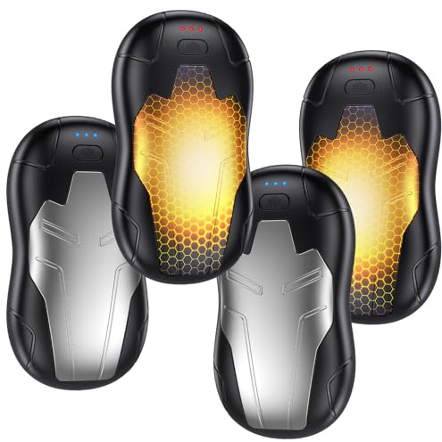 FANDLISS Rechargeable Hand Warmers 4 Pack, 2 Sets of Split Double-sided Heating, 20000mAh Portable, Suitable for Outdoor/Travel/Camping/Gifts, BlackSilver