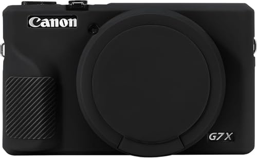 Case for Canon Powershot G7 X Mark III Digital Camera | Soft Silicone Protective Cover with Removable Lens Cover for Canon Powershot G7X Mark III DSLR Camera (Black)