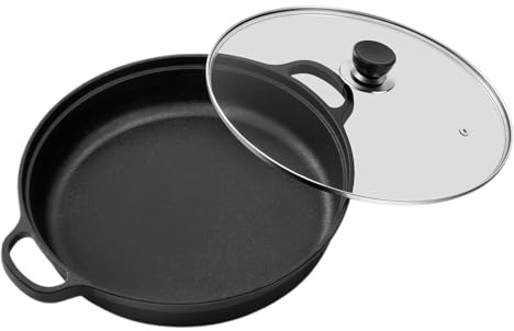 Bratpfanne - Sautépfannes, Mini-woks - Gusseiserne pfannes Mit Klarem Deckel | woks Mit Klarem Deckel | Ofenfeste pfannes Für Tägliches Kochen | Ideal Für Steaks, Pfannkuchen, Omeletts, Snacks & Mahlz