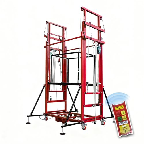 Mobile Gerüstplattform, elektrische Gerüstliftplattform, Farbe anpassbar, Lifte mit Fernbedienung, for Bauunternehmen, Baumschnitt(Red,7m/23ft)