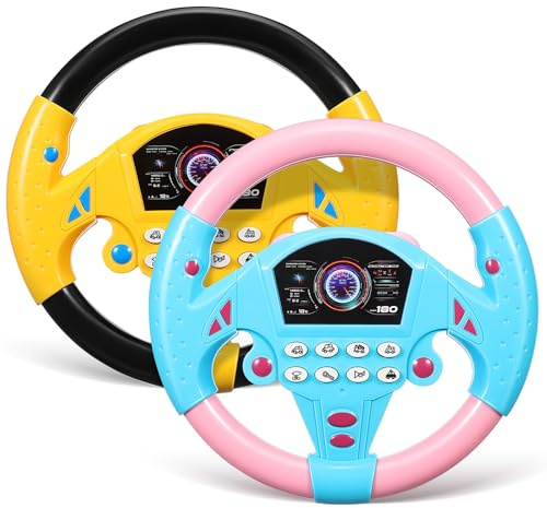 Garneck 2er-Set Kinder-lenkradspielzeug mit Licht Und Musik: Interaktives Fahrspielzeug für Kleinkinder, Spielauto-simulationslenkrad, Rollenspiel-rücksitz für Kinder