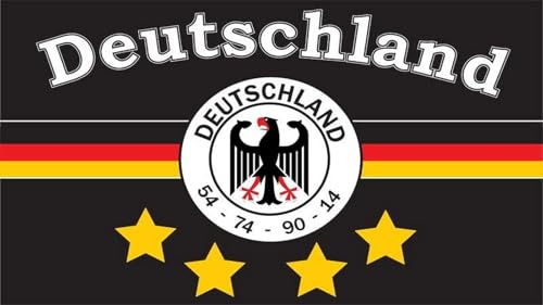 Fahne Flagge Deutschland Schwarz 4 Sterne Fussball Sport - 90 x 150 cm