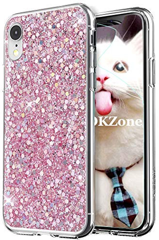 OKZone Cover iPhone XR, Custodia Lucciante con Brillantini Glitters Ultra Sottile Design Case Cover di Alta qualità in Silicone TPU Bumper Protezione Cover per Apple iPhone XR 6.1 Pollice (Rosa)