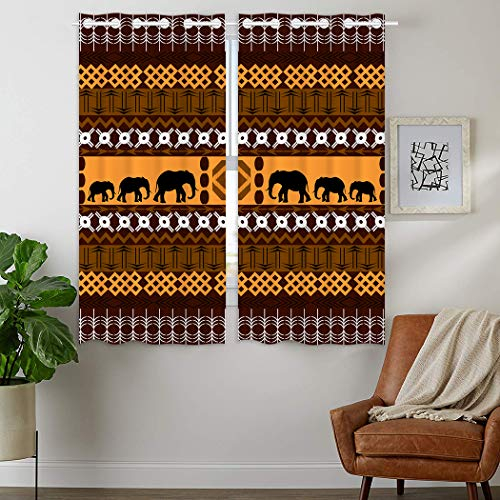 YISUMEI - Gardinen Blickdichter - Afrikanischer charakteristischer Elefant,160 x 110 cm 2er Set Vorhang Verdunkelung mit Ösen für Schlafzimmer Wohnzimmer