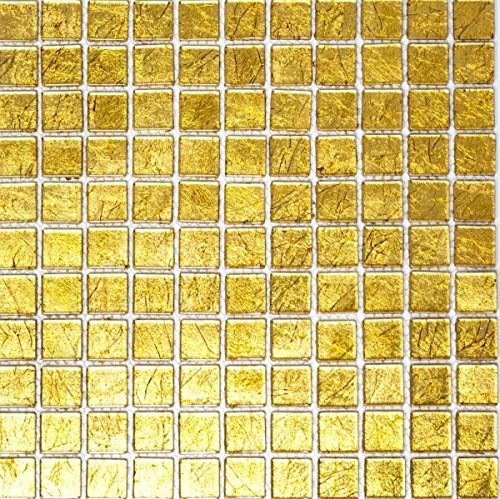 Mos120-0782 - Piastrella in vetro con struttura a mosaico, colore: oro