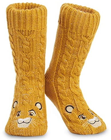 Disney Antirutschsocken Damen Teenager, One Size ABS Kuschelsocken Damen Antirutsch Haussocken Winter - Frauen Geschenke (Gelb Simba)