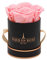 PARIS EN ROSE Rosenbox | mit 4 rosa Infinity Rosen Größe XL | konservierten ewige Rose | runde Schwarz-Rosegold Box | 3 Jahre haltbar